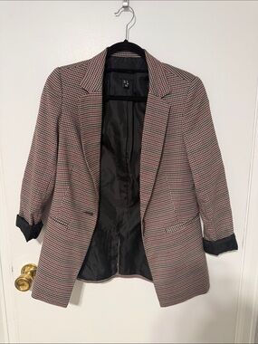 Zara Houndstooth Blazer Jacket - Red and Black